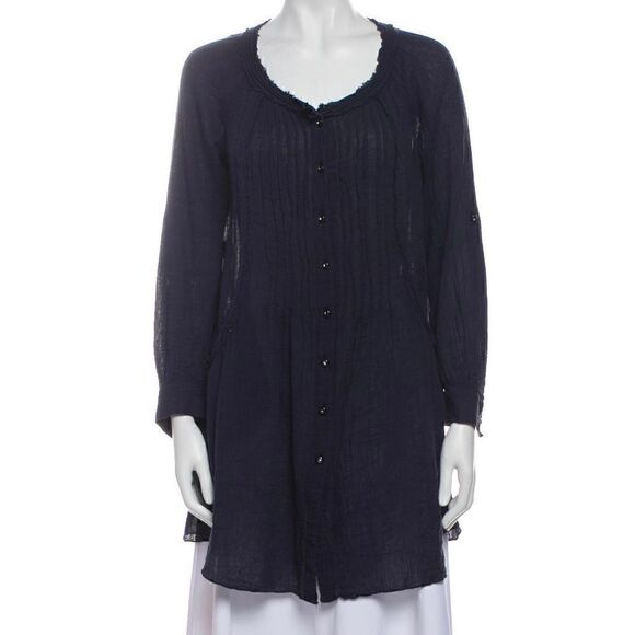Rebecca Taylor, V-Neck Long Sleeve Button Down Tunic in Dark Navy Women’s Small - Picture 1 of 10
